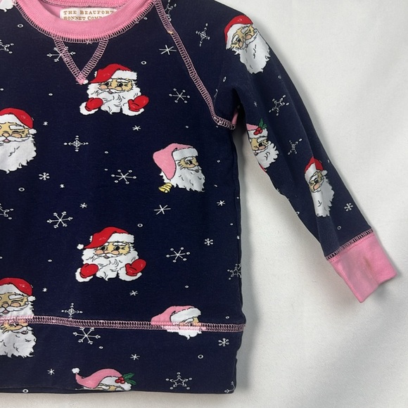 The Beaufort Bonnet Company Navy and Pink Santa Crewneck sweatshirt size 18-24m - Picture 3 of 11